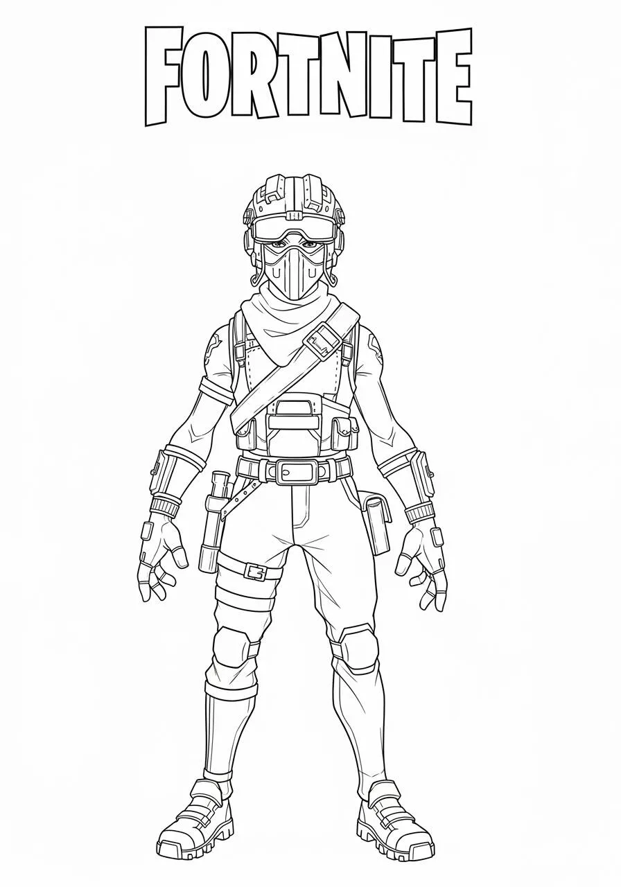 Desenho de Fortnite com Guerreiro Estiloso para Colorir