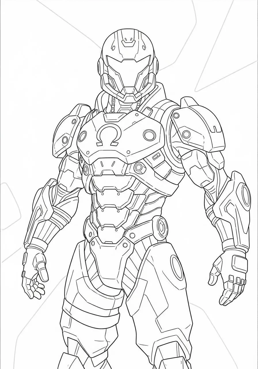 Desenho de Fortnite com Guerreiro Robótico para Colorir