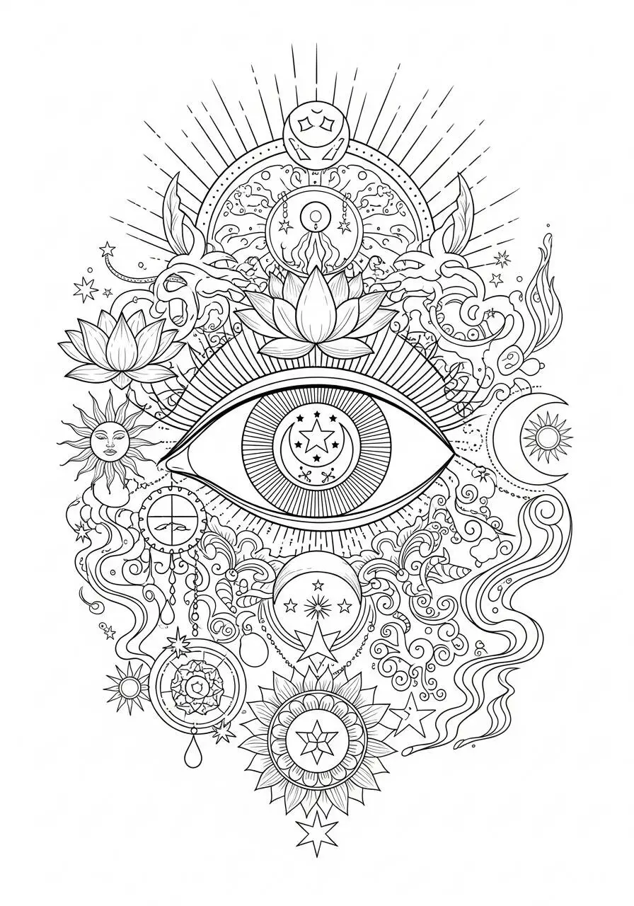 Coloriage oeil mystique esthétique