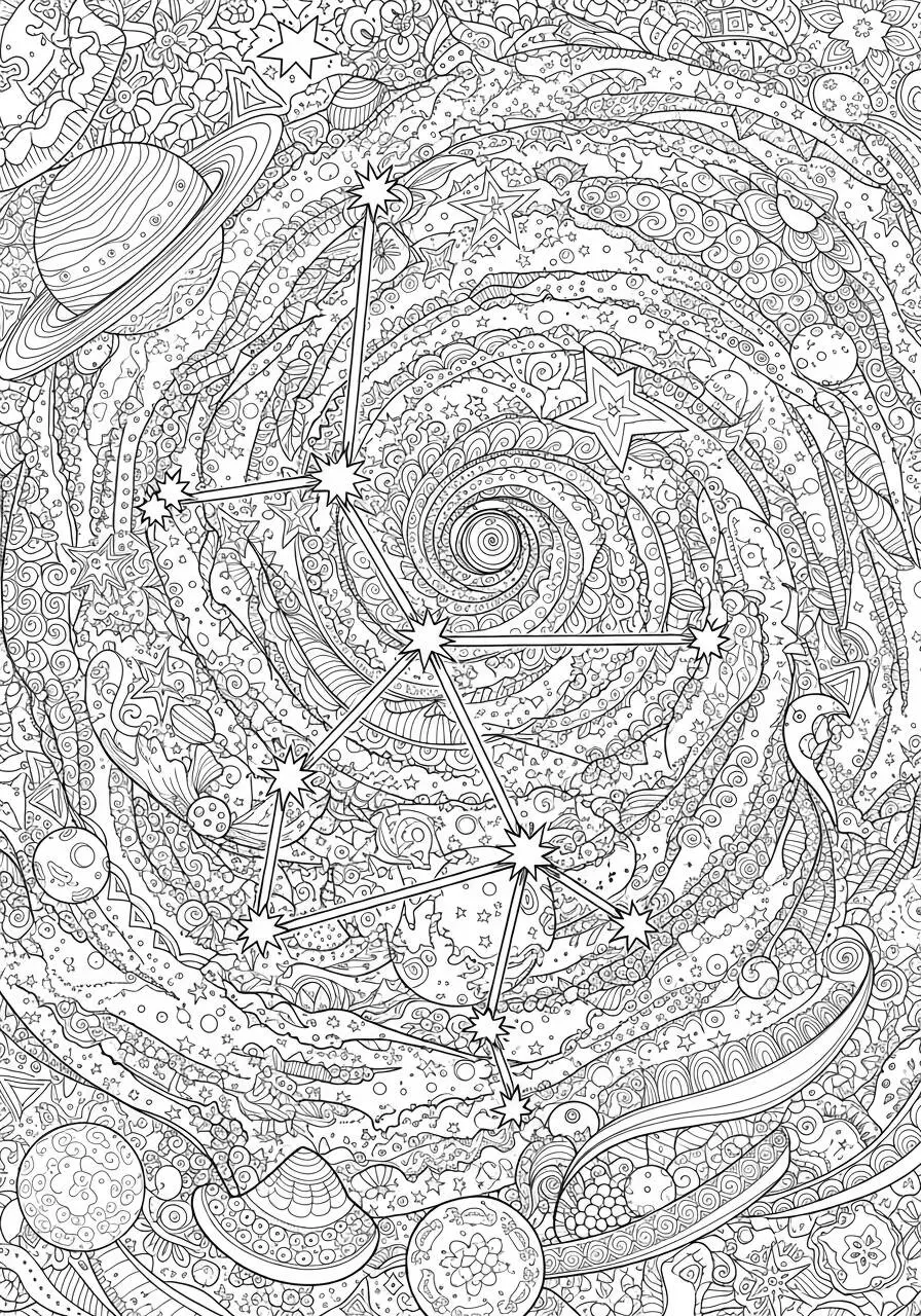Dibujo para colorear de galaxia espiral estética