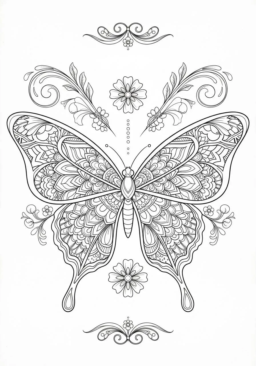 Página Para Colorear De Mariposa Estética Detallada