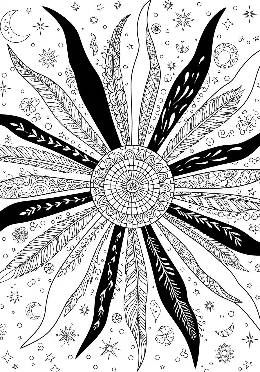 Página para colorear de sol y hojas estéticas