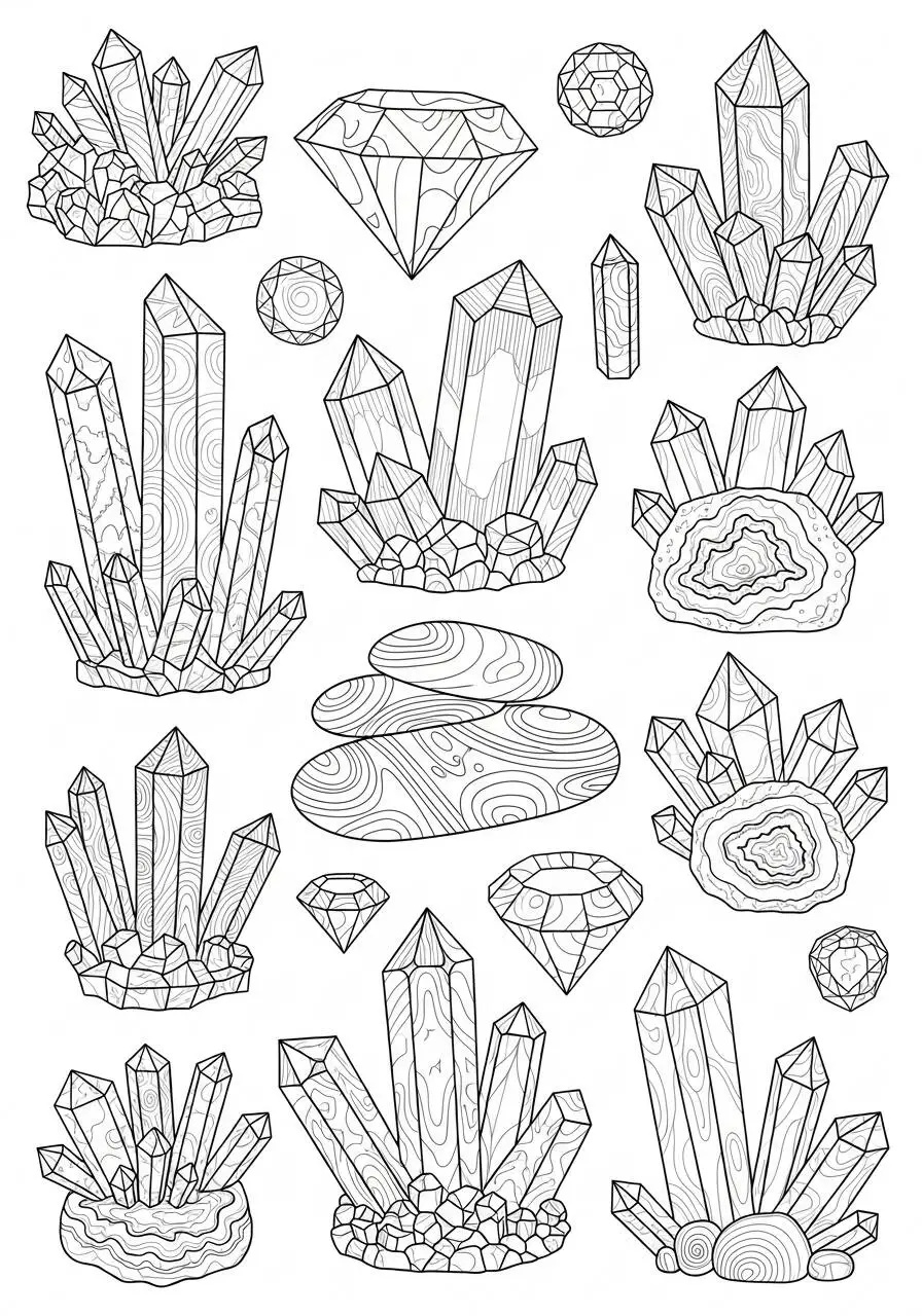 Página para colorear de cristales estéticos
