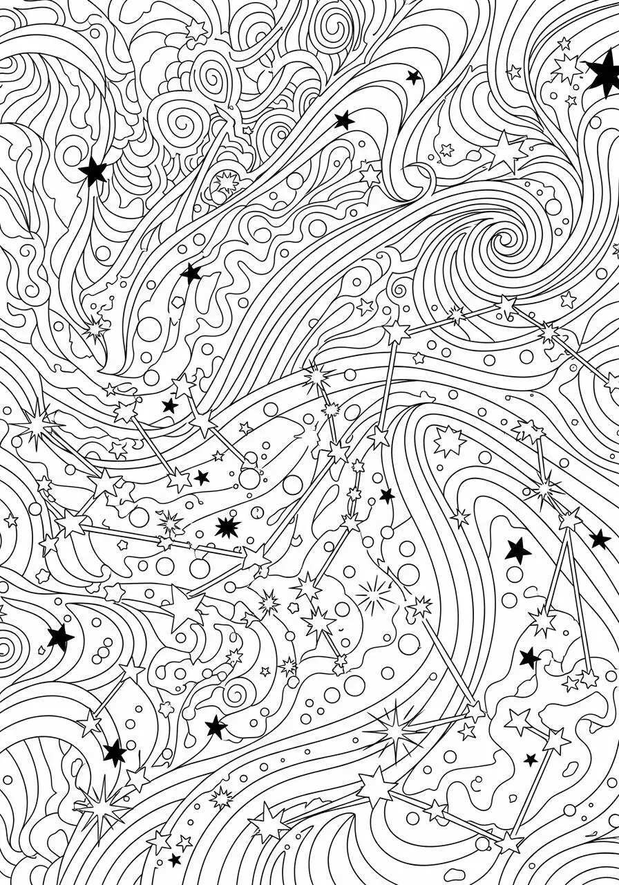 Página para colorear de cielo estrellado estético