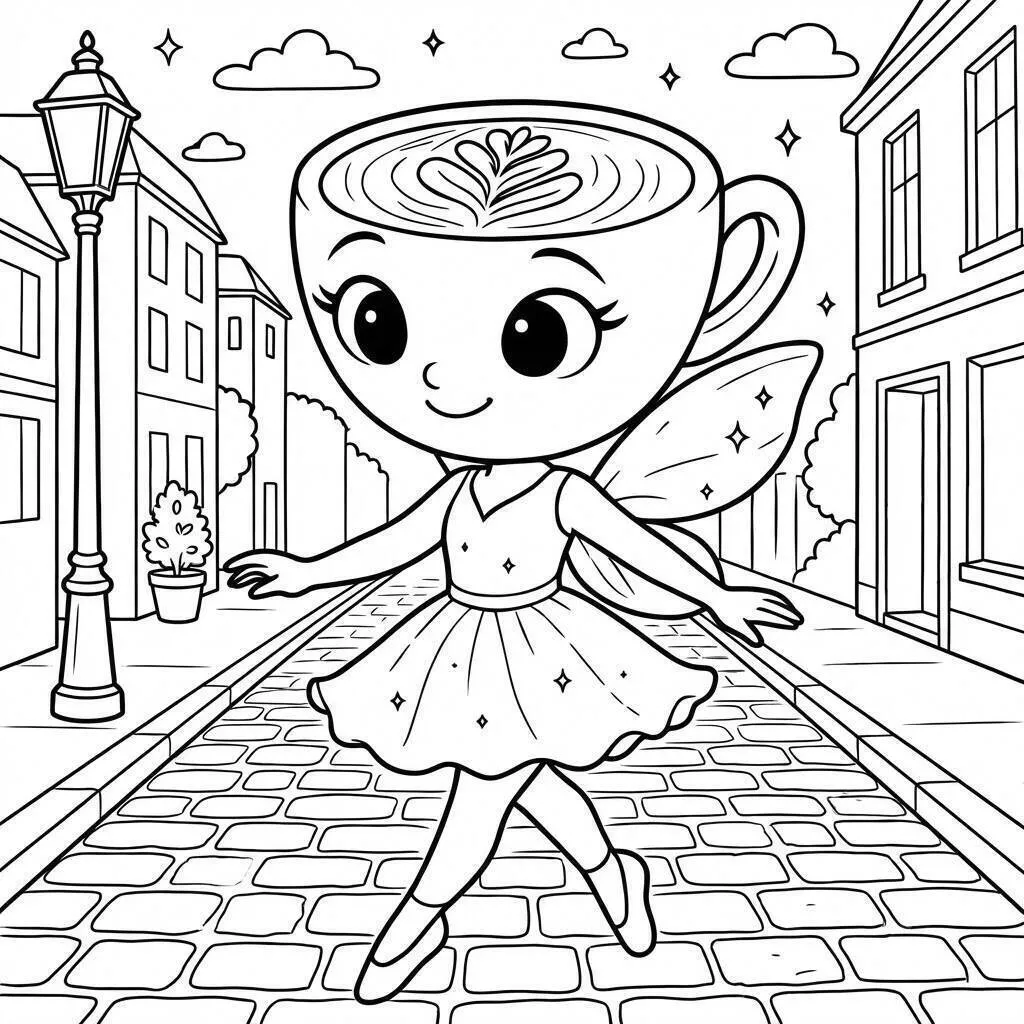 Kolorowanka Balerina Cappuccina tańcząca na ulicy