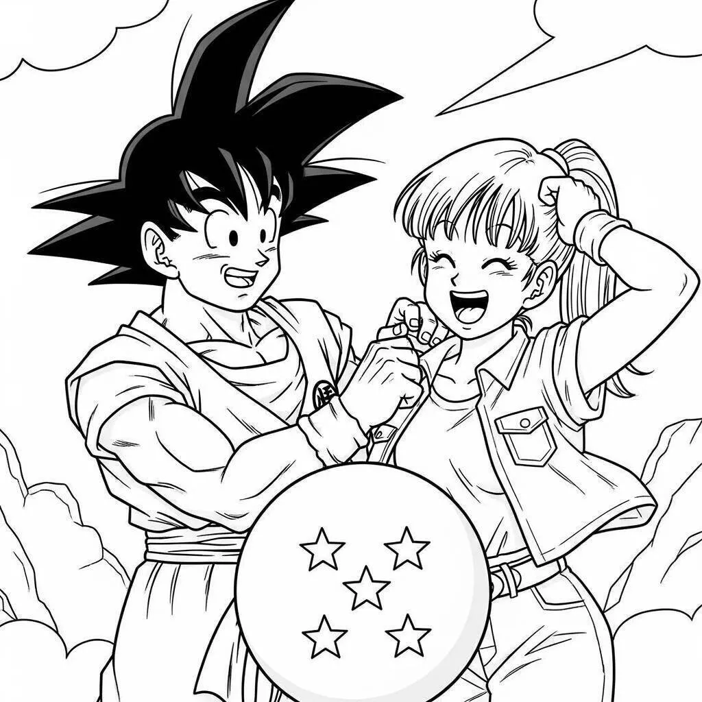 Dragon Ball Z Goku and Chi Chi Coloring Page