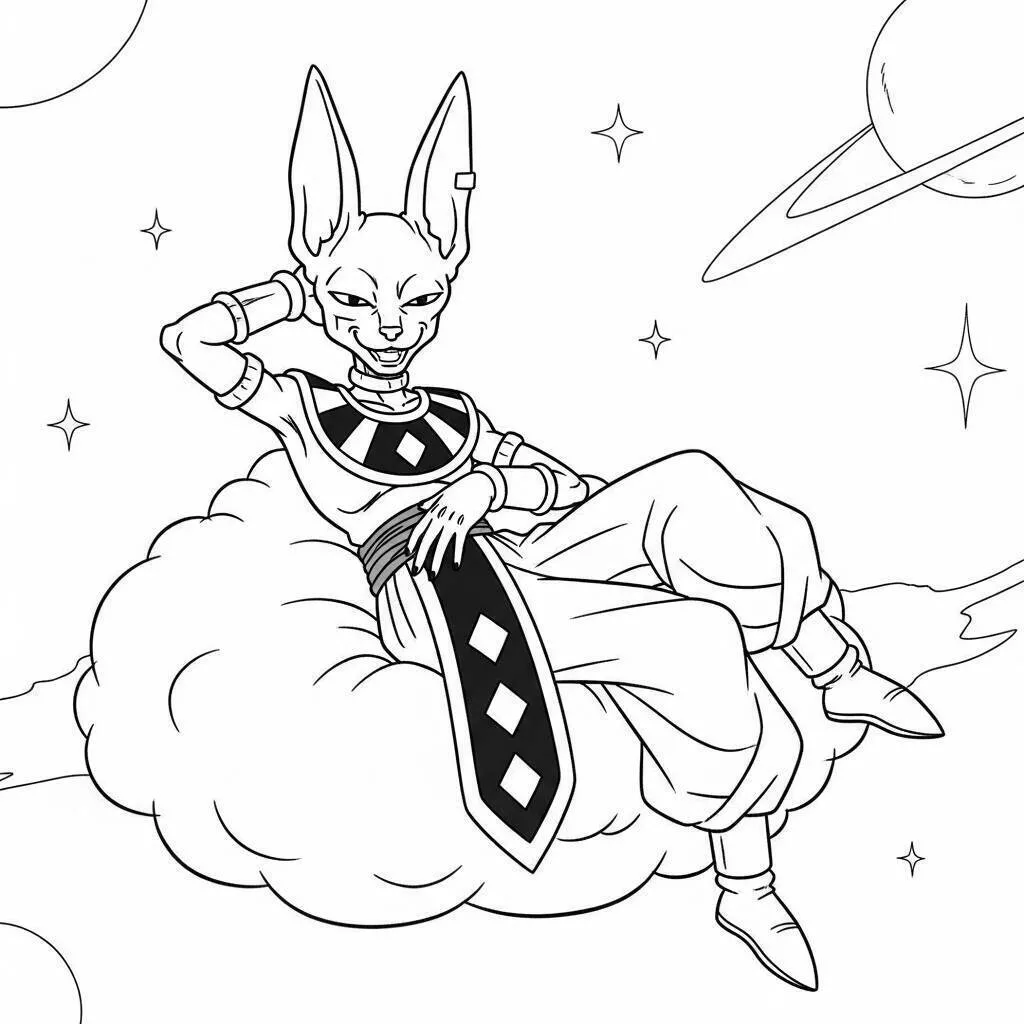 Desenho de Dragon Ball Z do Deus da Destruição Bills para Colorir