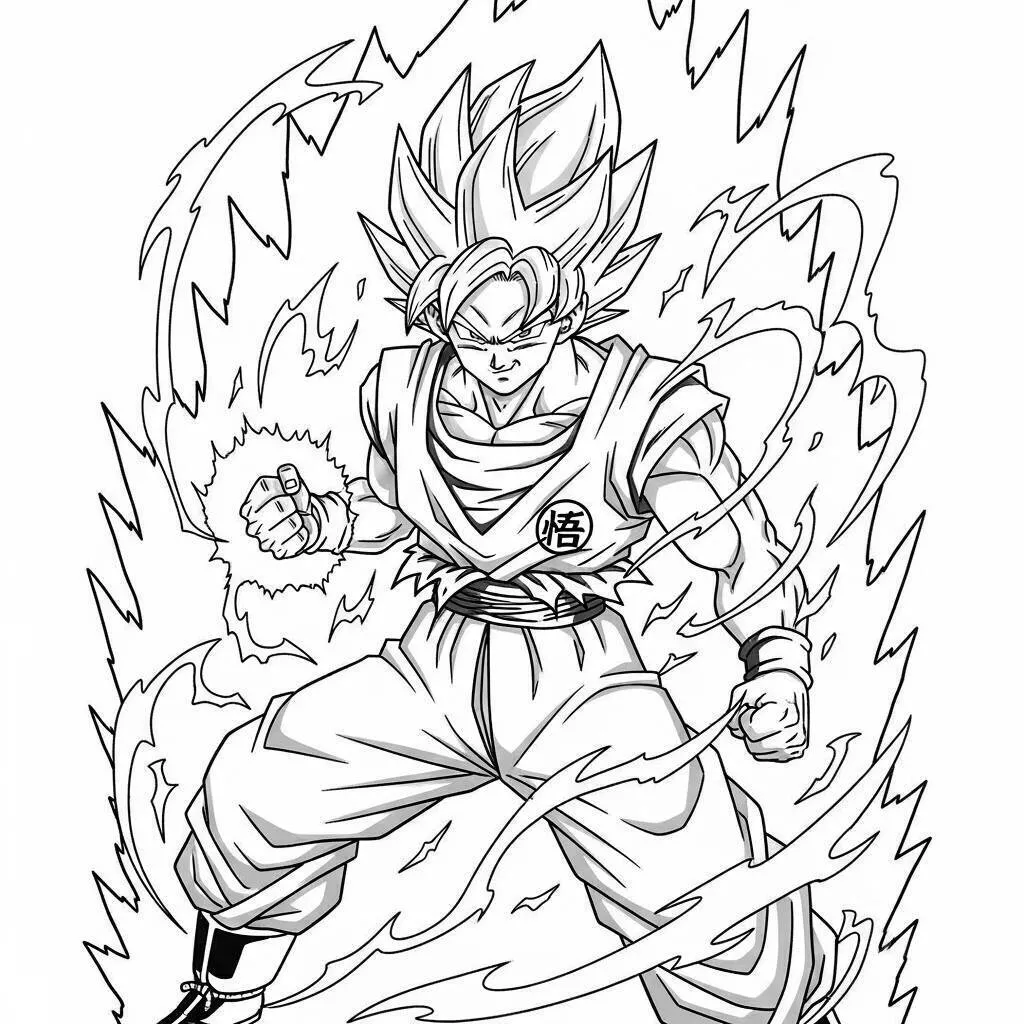 Desenho de Dragon Ball Z do Goku Super Saiyajin para Colorir