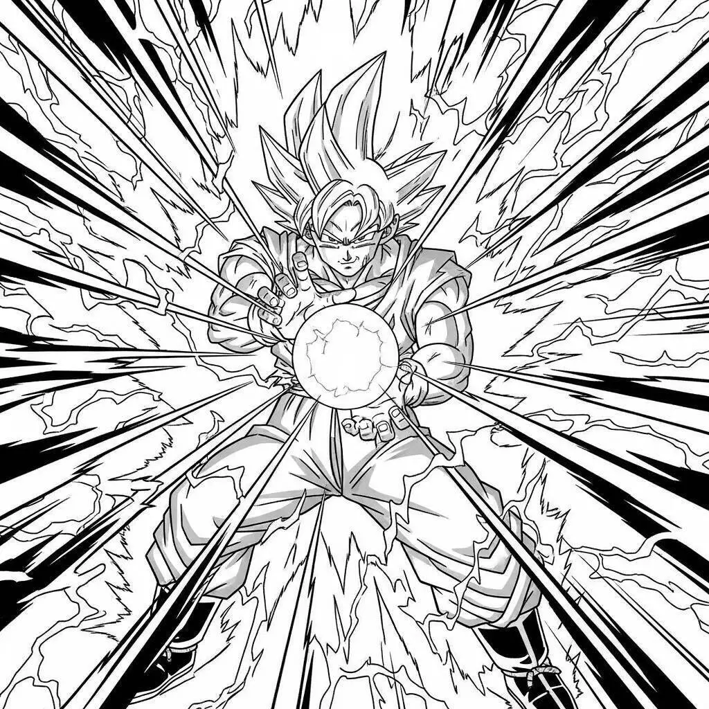 Desenho de Dragon Ball Z do Goku Super Saiyajin para Colorir