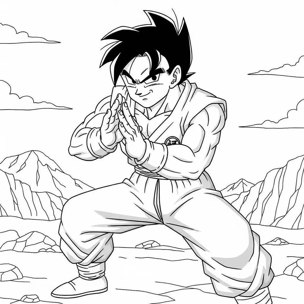 Desenho de Dragon Ball Z de Gohan para Colorir