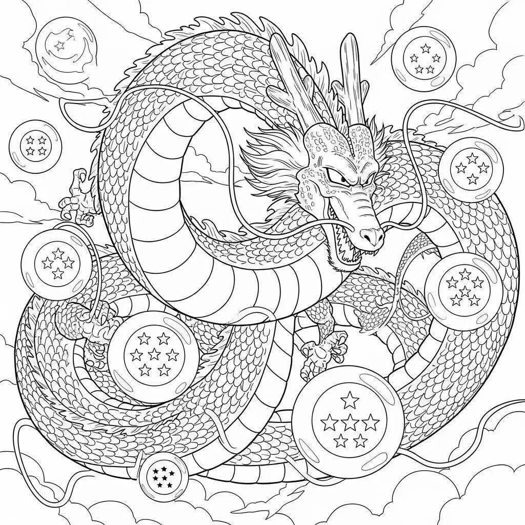 Desenho de Dragon Ball Z do Dragão Shenlong para Colorir