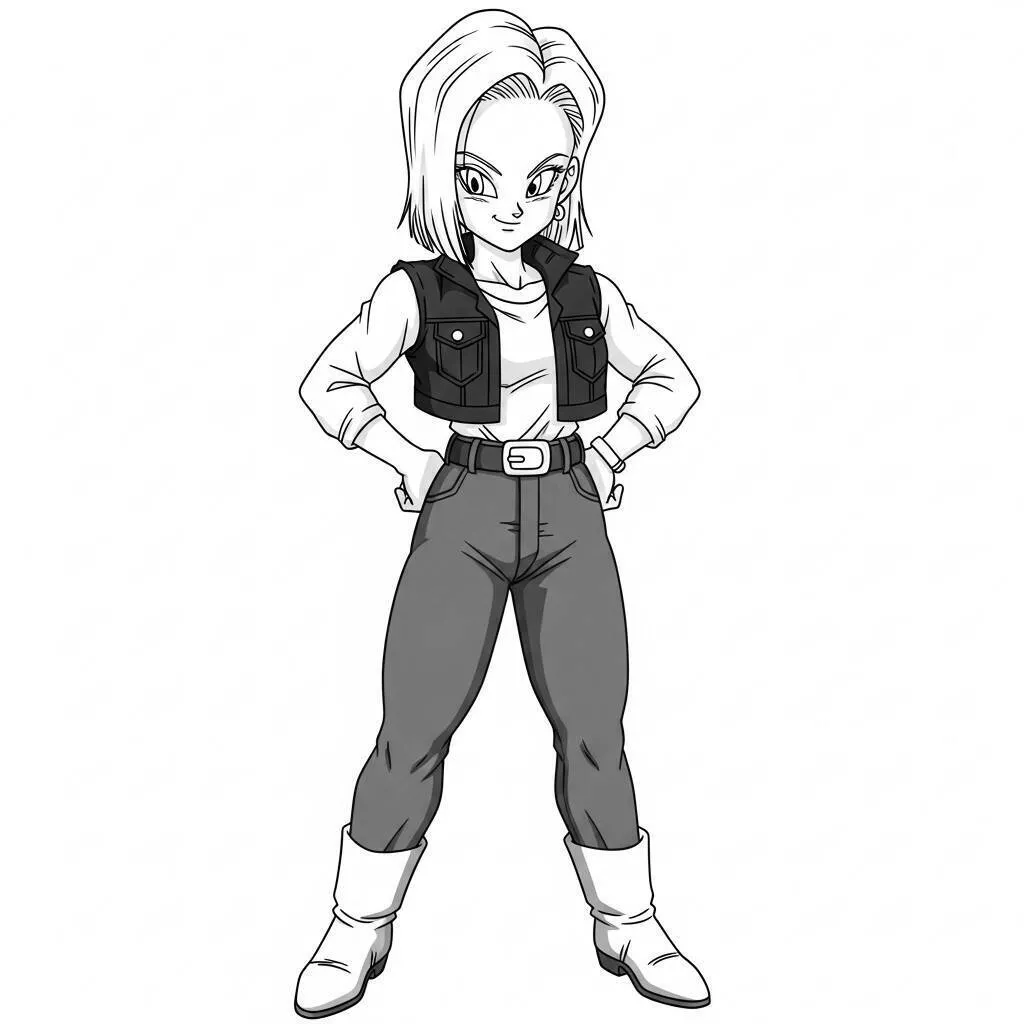 Dibujo para colorear de Androide 18 de Dragon Ball Z