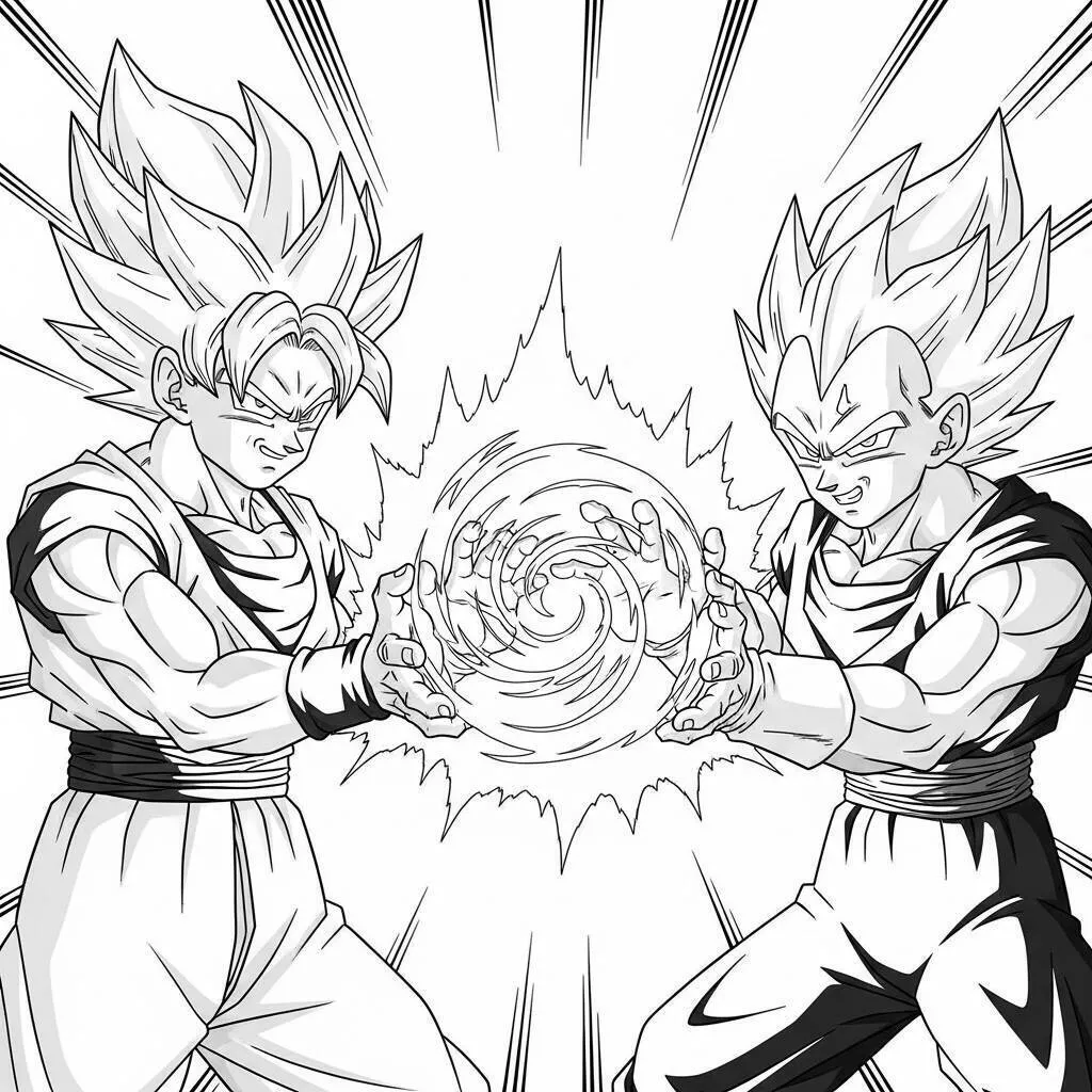 Dibujo para colorear de Dragon Ball Z Goku y Vegeta