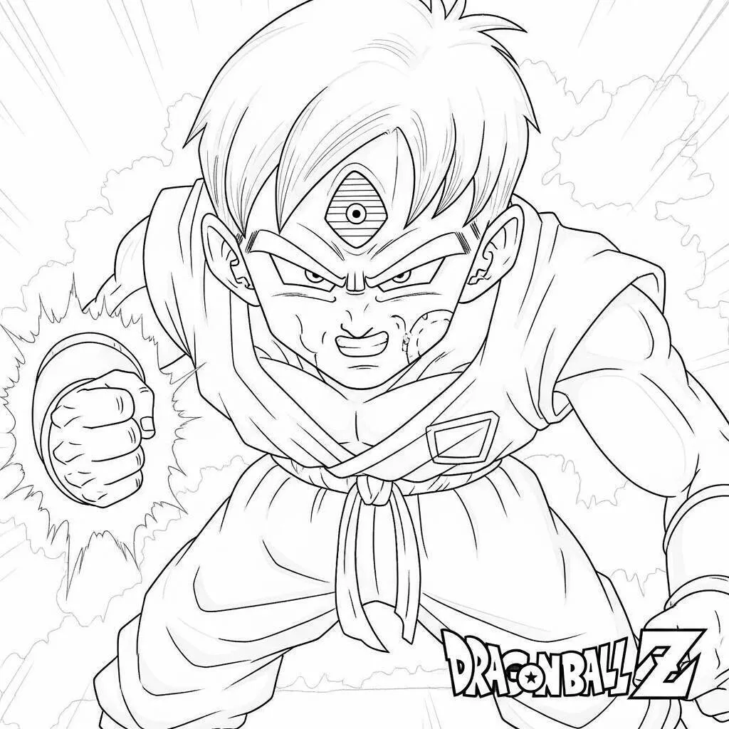 Dibujo para colorear de Gohan en acción Dragon Ball Z