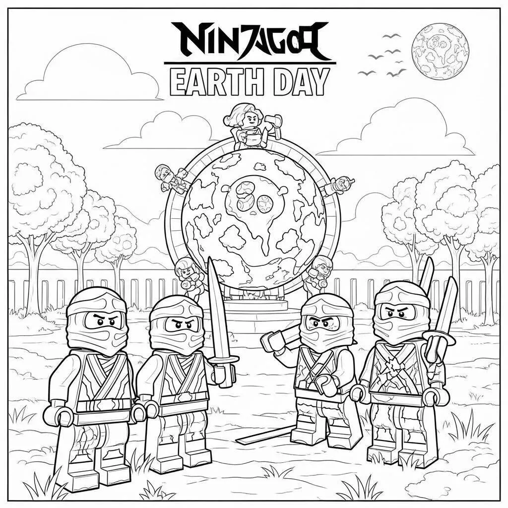 Lego Ninjago con Ninjas para colorear