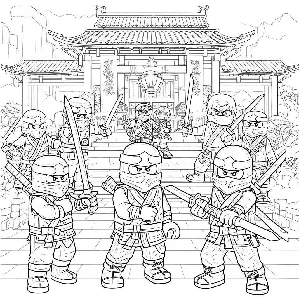 Lego Ninjago con Ninjas en Acción para colorear