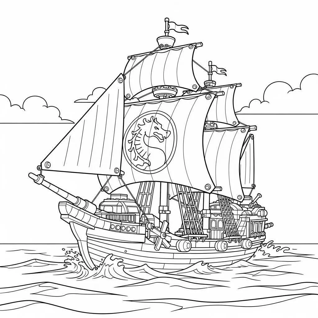 Lego Ninjago Barco Pirata Para Colorear