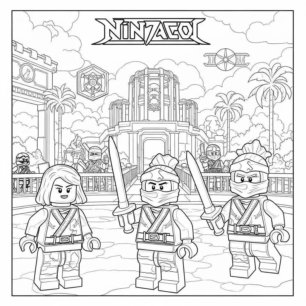 Lego Ninjago con Ninjas para colorear