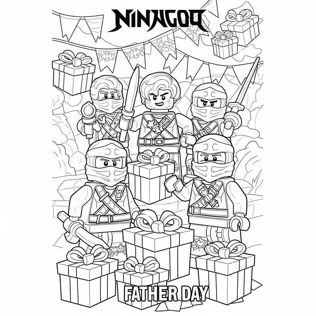 Página para colorear del día del padre de Lego Ninjago