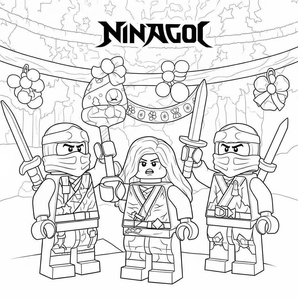 Lego Ninjago con los guerreros para colorear