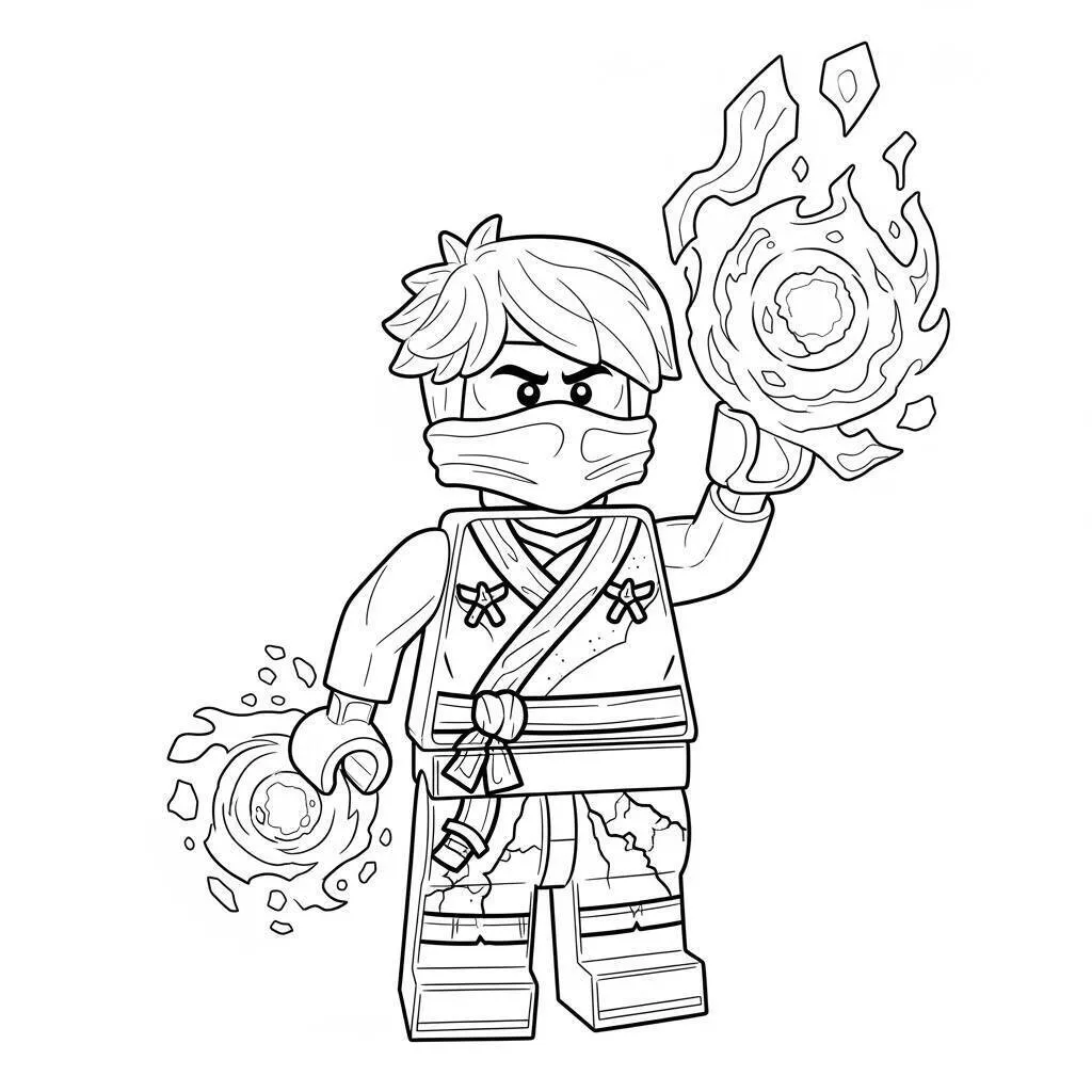 Lego Ninjago con Jay y poderes elementales para colorear