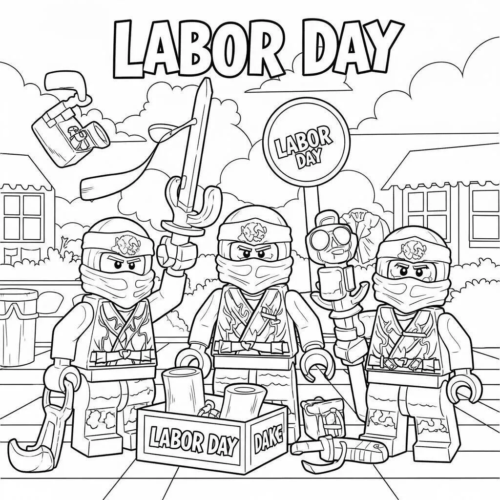 Lego Ninjago en acción Página para colorear
