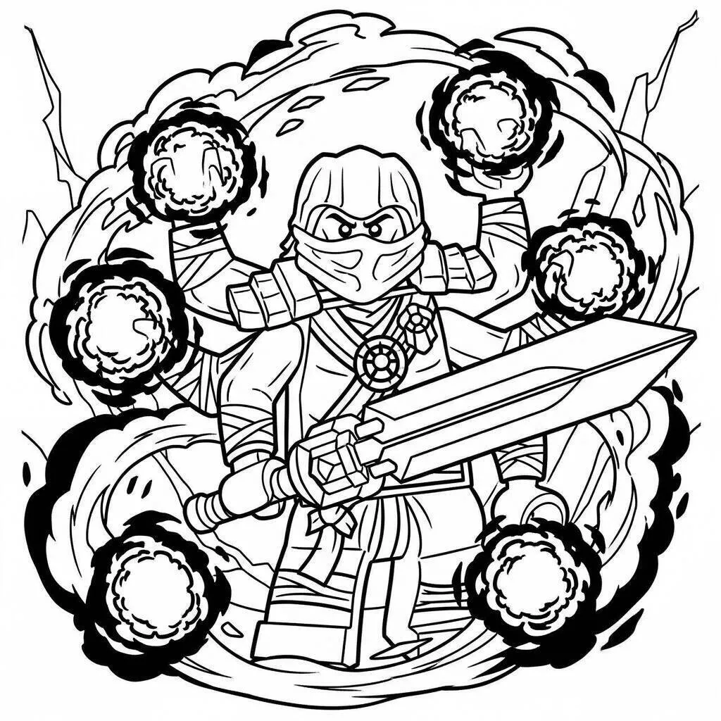 Lego Ninjago con Ninja y poderes para colorear