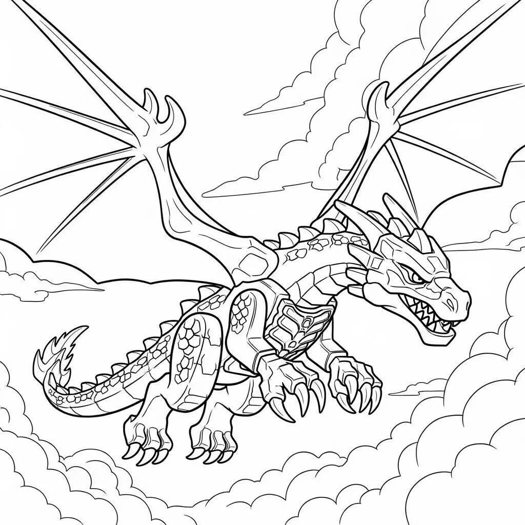 Lego Ninjago con Dragón para colorear