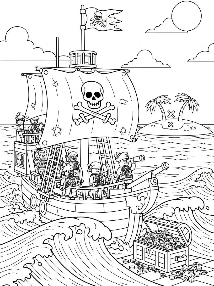 Piratas en alta mar Lego Dibujo para colorear