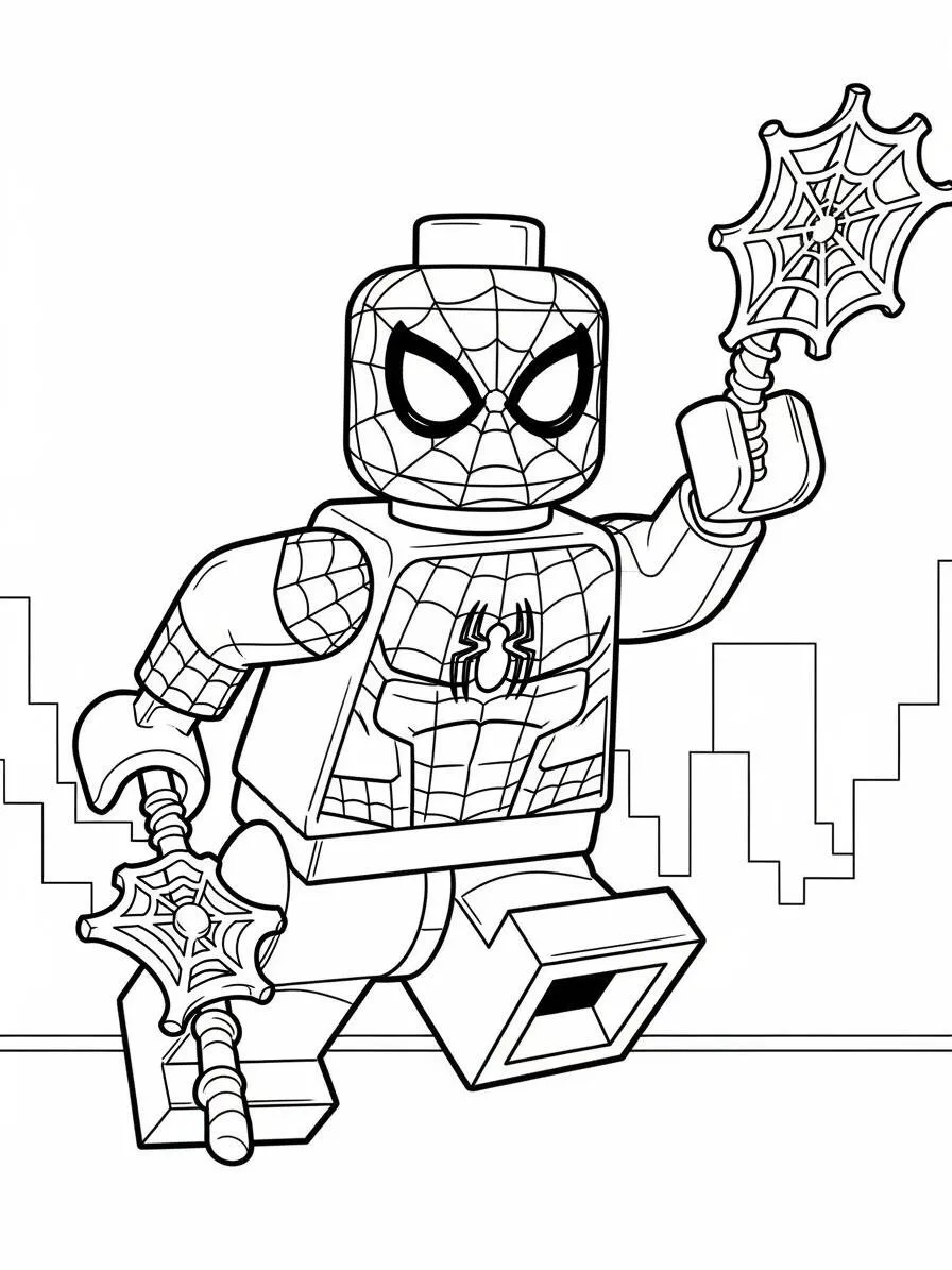 Desenho de Lego do Homem Aranha para Colorir