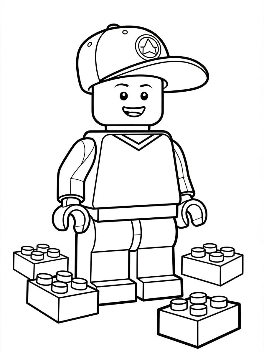 Desenho de Lego com Criança para Colorir