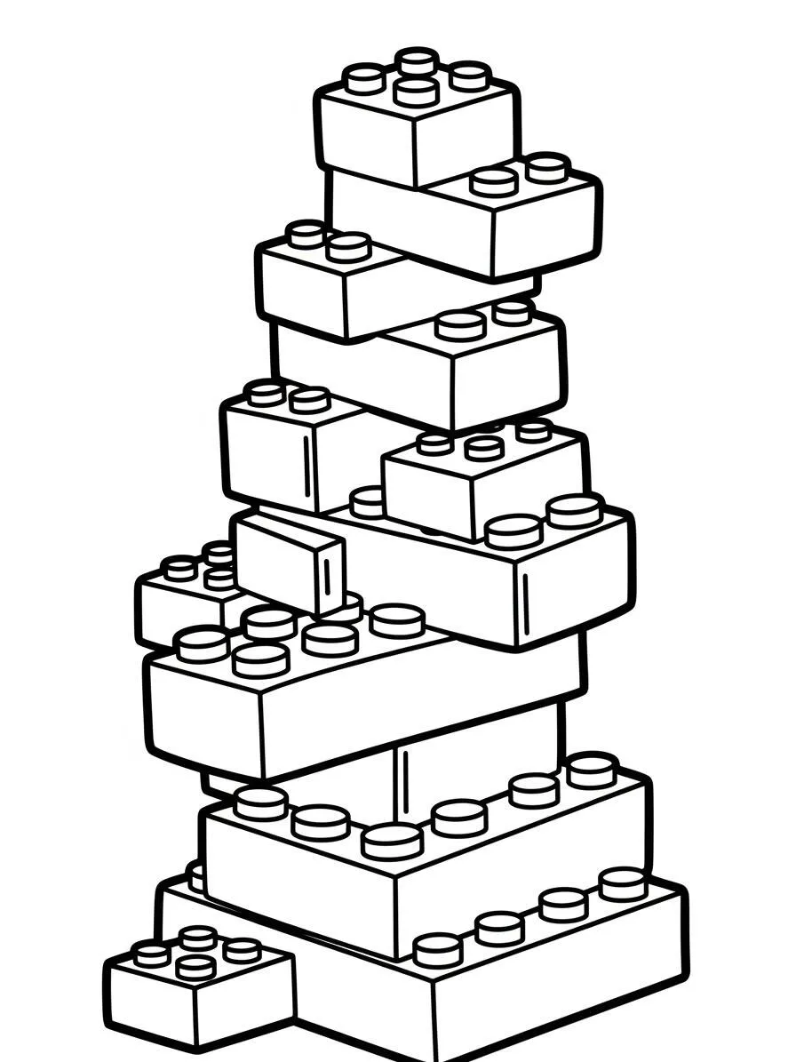 Desenho de Lego Empilhado para Colorir