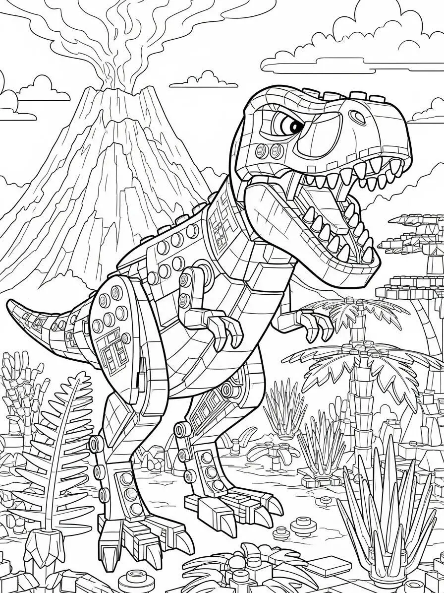 Desenho de Lego do Dinossauro T Rex para Colorir