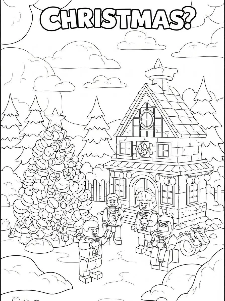 Desenho de Lego Natalino para Colorir