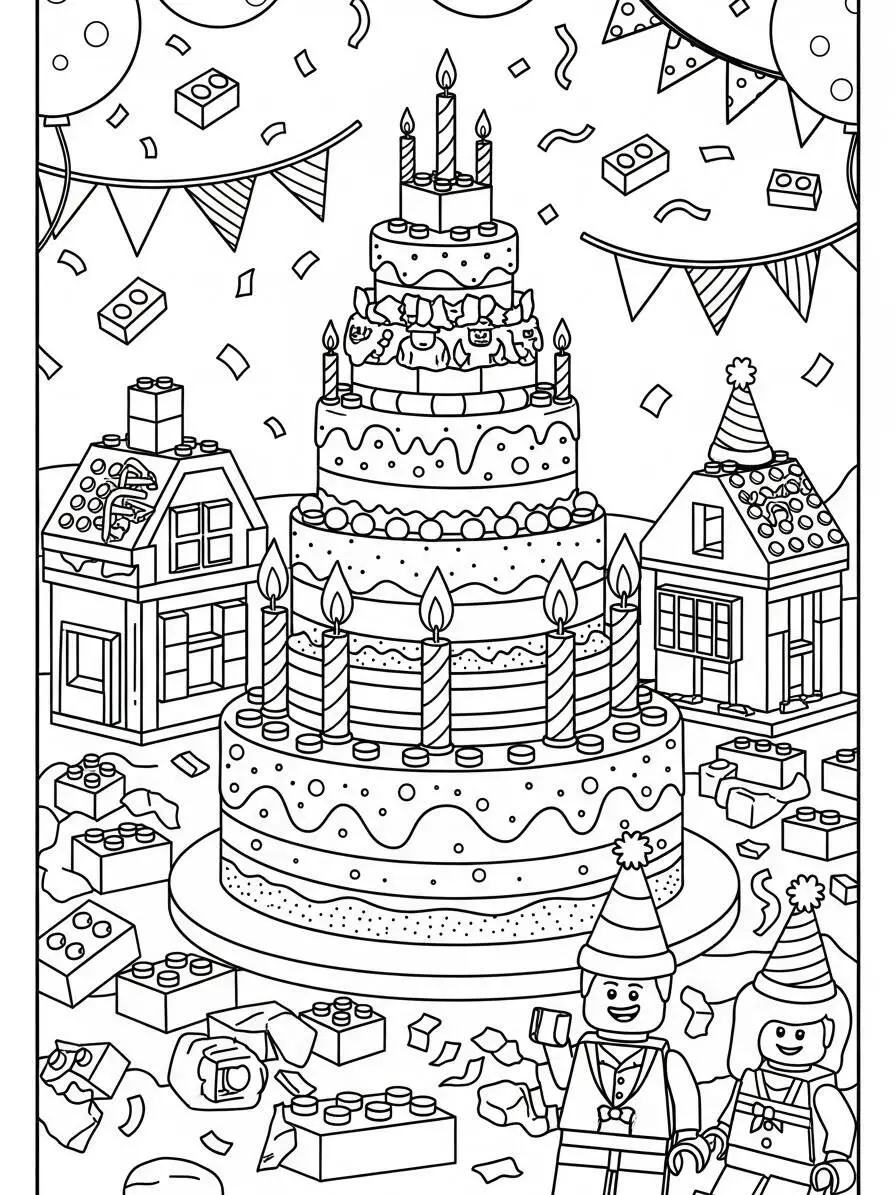 Coloriage Légo lors d'une fête d'anniversaire