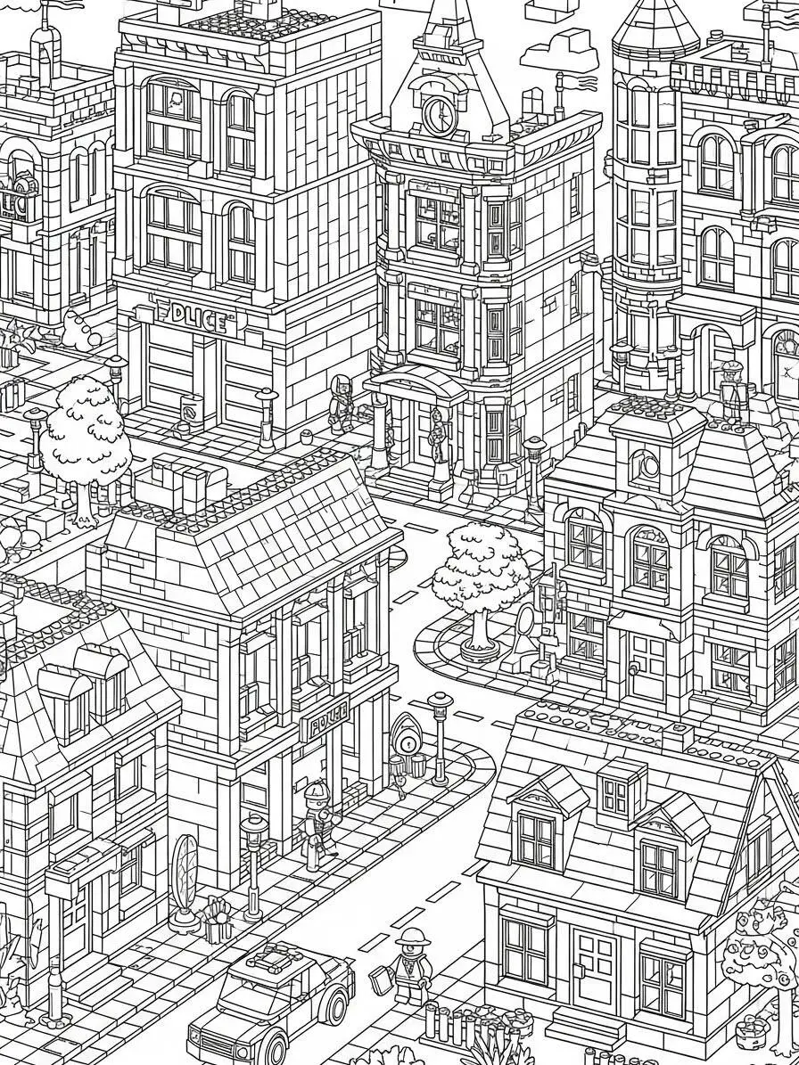 Desenho de Lego de Cidade para Colorir