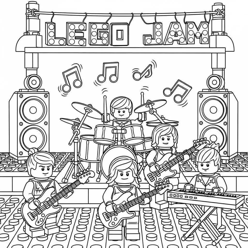 Desenho de Lego em um Show Musical para Colorir