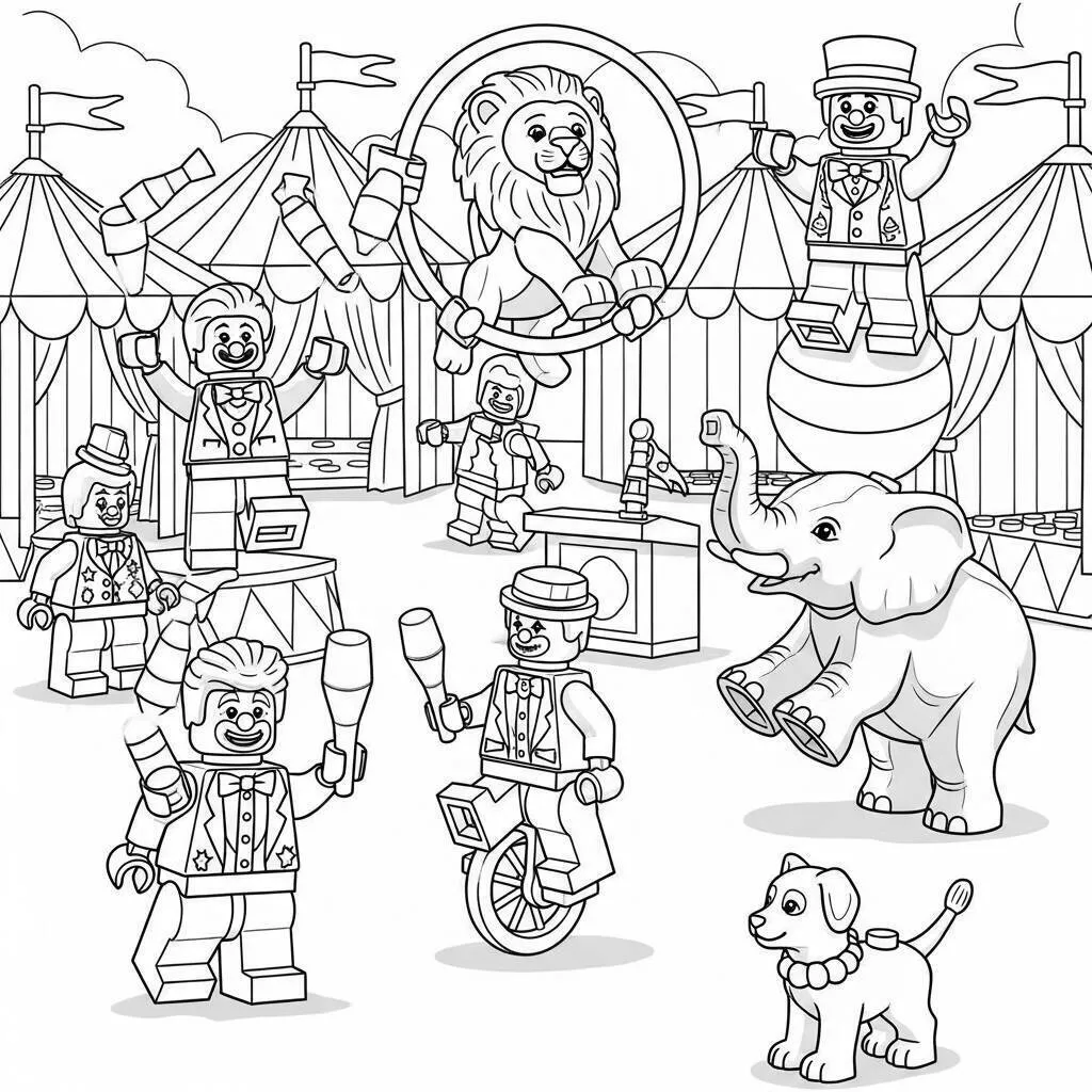 Coloriage Légo dans un cirque