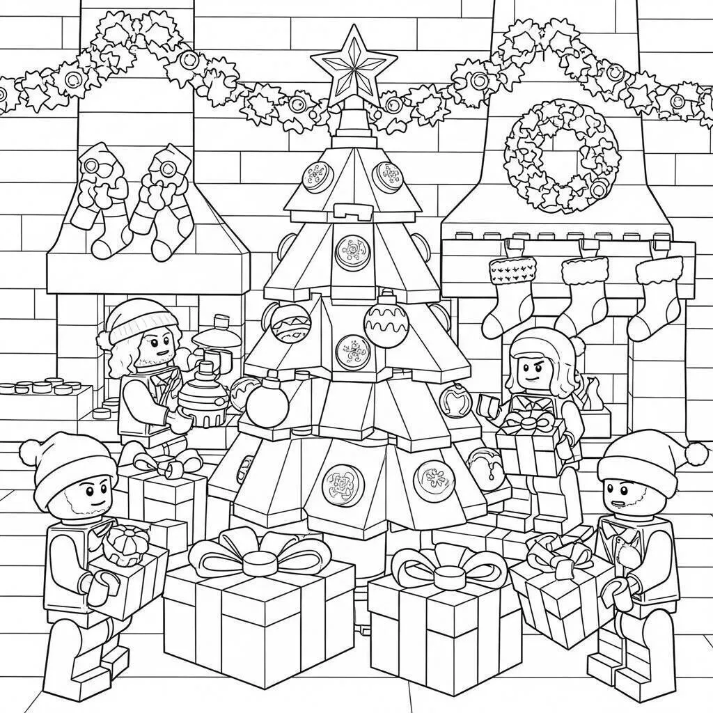 Desenho de Lego Natalino para Colorir
