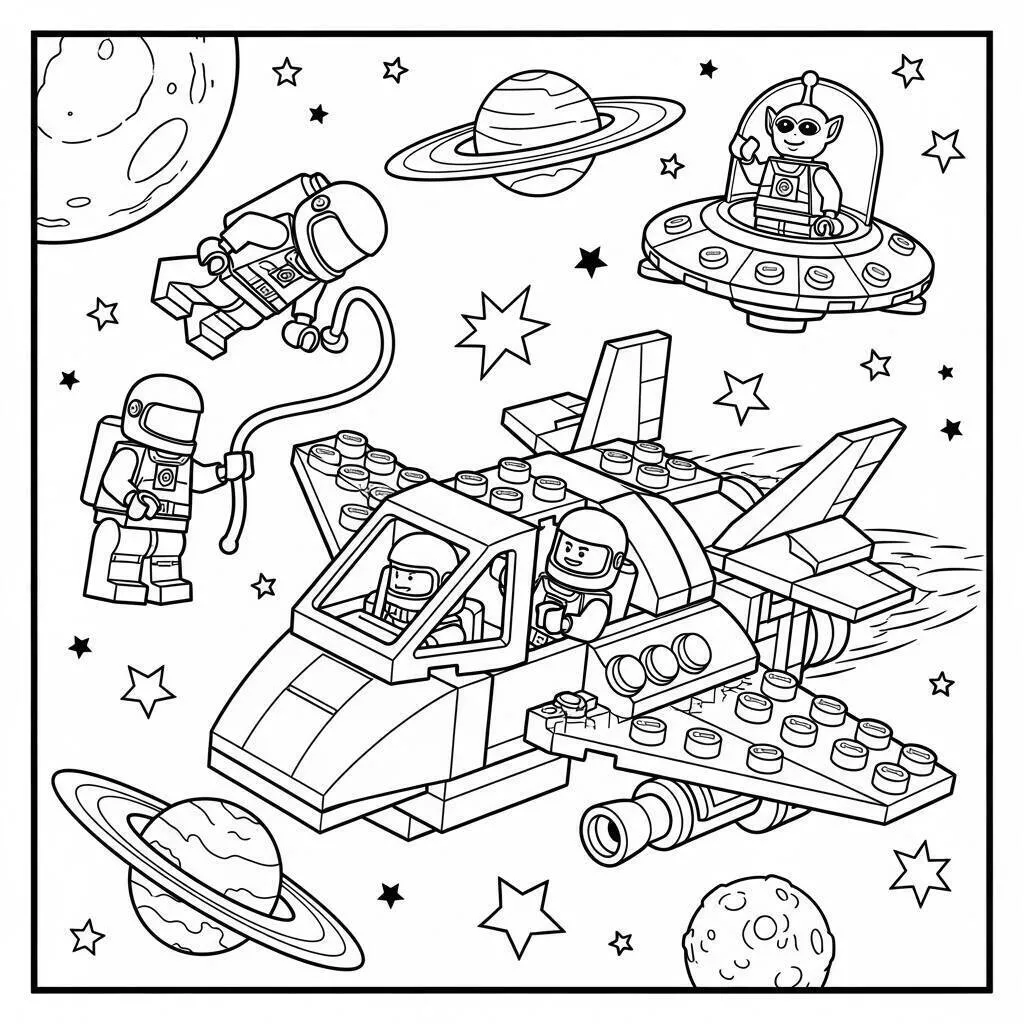 Desenho de Lego Espacial para Colorir