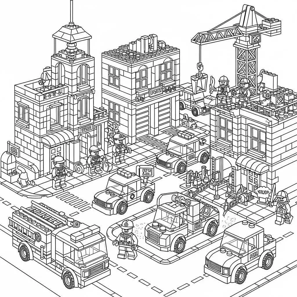 Desenho de Lego de Cidade para Colorir