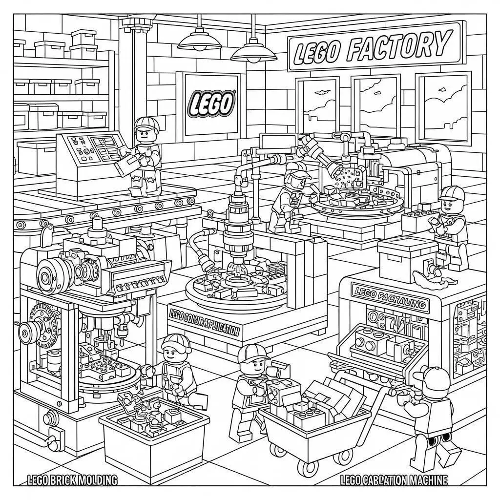 Lego en una fábrica para colorear