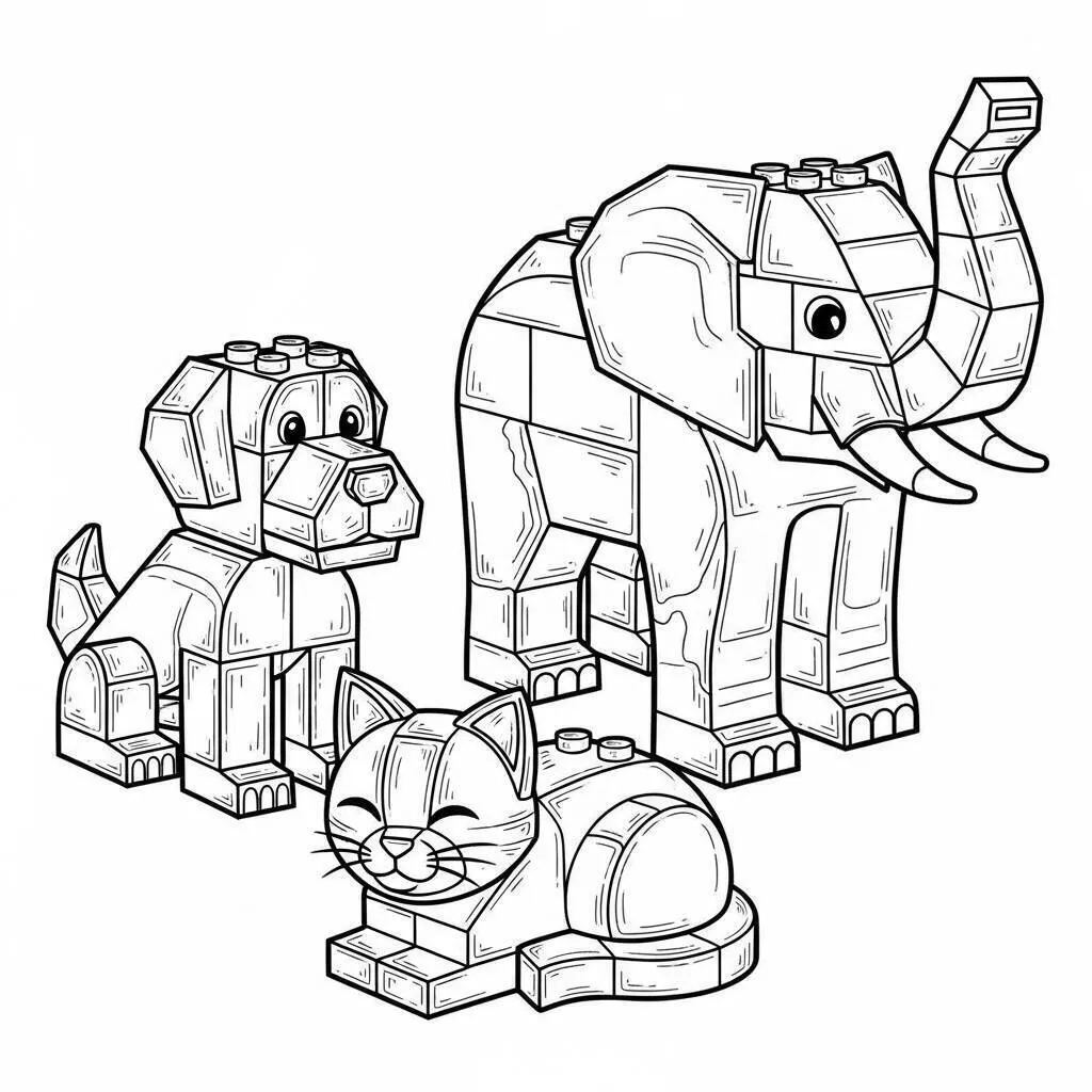 Desenho de Lego de Animais para Colorir