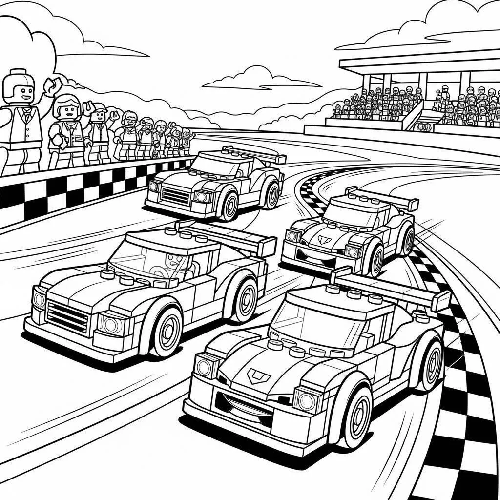 Desenho de Lego de Corrida para Colorir
