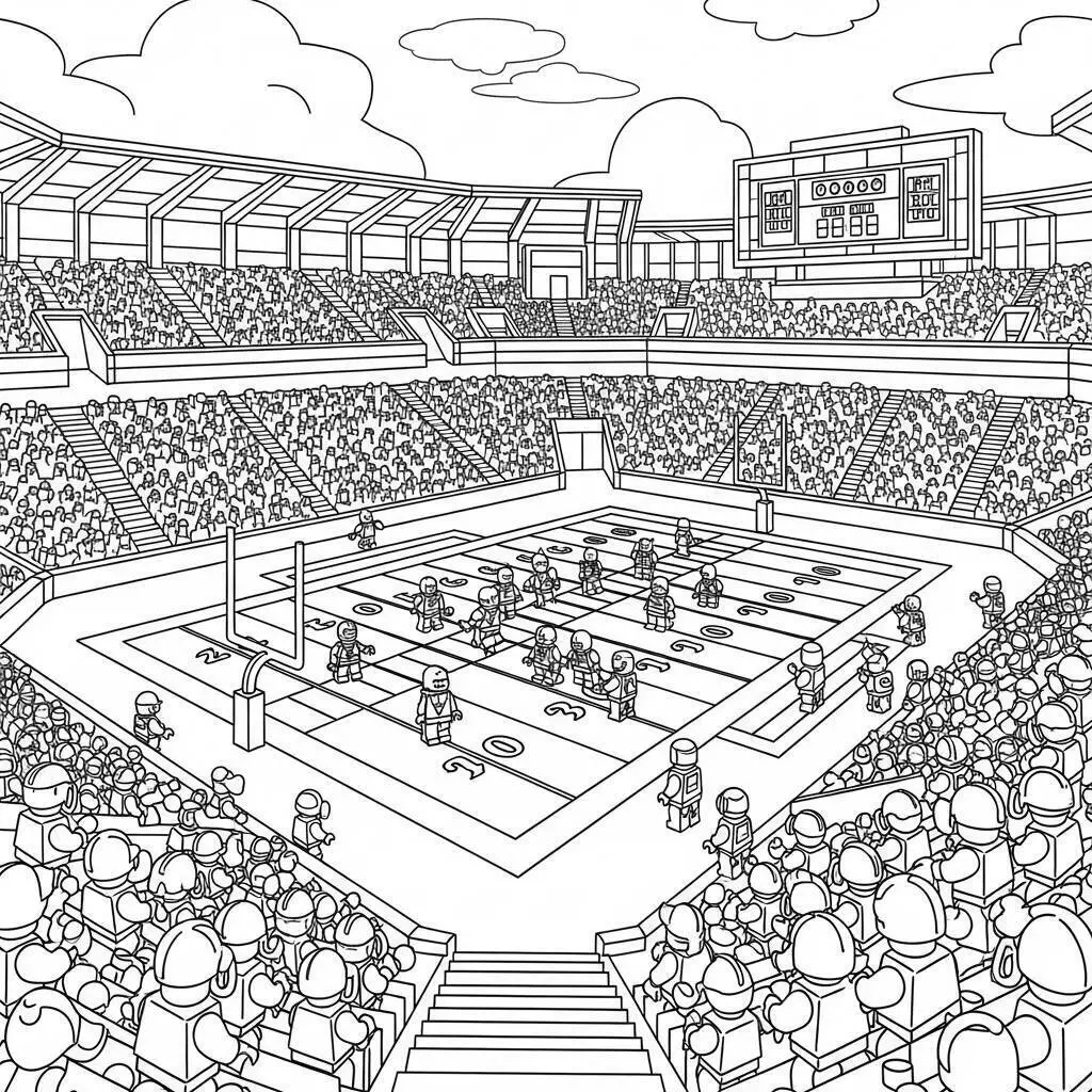 Desenho de Lego em um Estádio de Futebol para Colorir