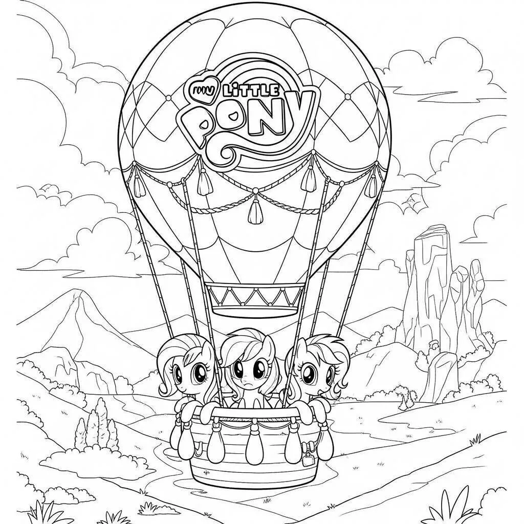 Coloriage Mon Petit Poney en Montgolfière