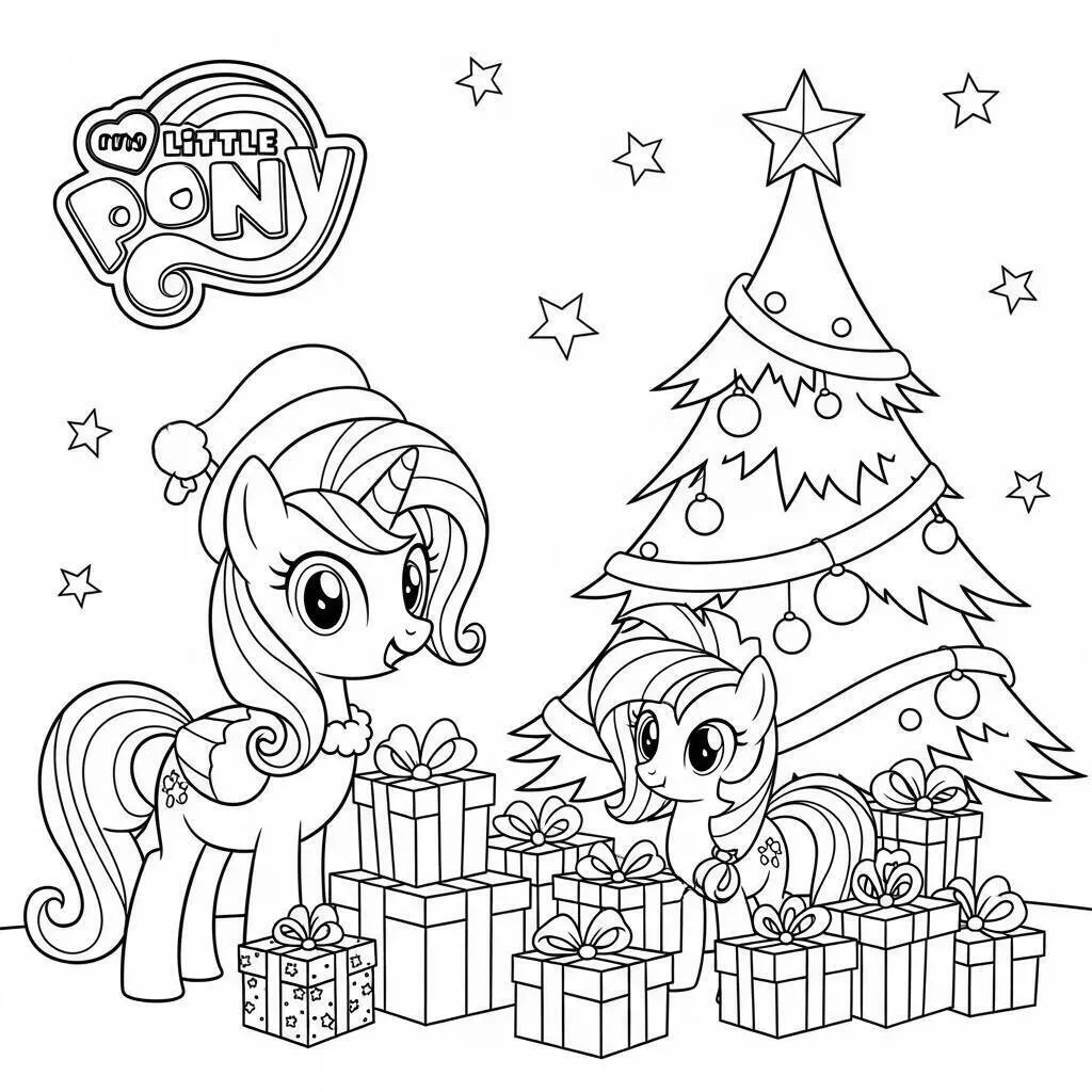 Coloriage Mon Petit Poney à Noël