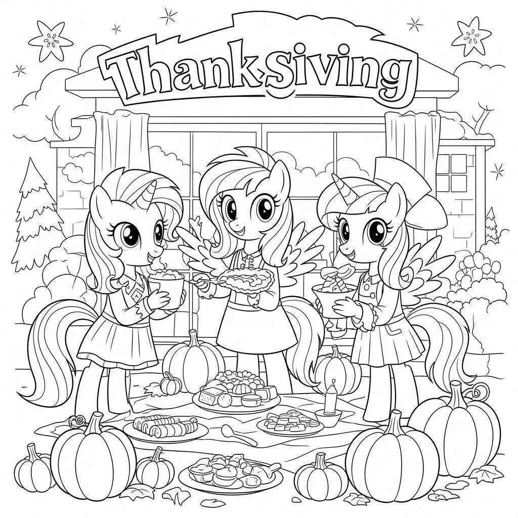 Coloriage Mon Petit Poney Célébrant Thanksgiving
