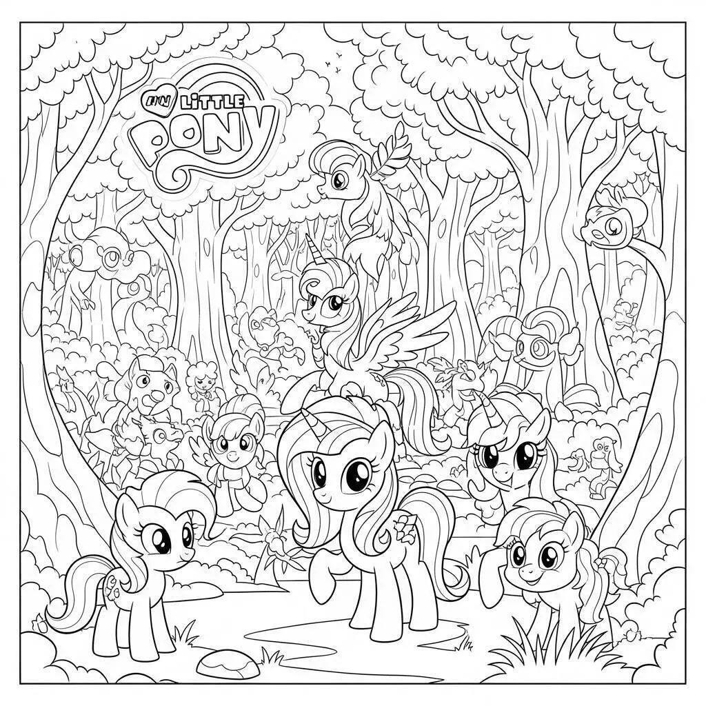 Coloriage Mon Petit Poney dans la Forêt Enchantée