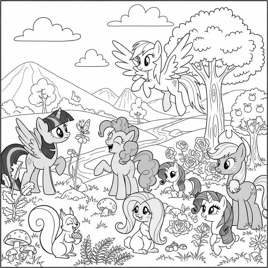 Coloriage Mon Petit Poney dans la Forêt Enchantée